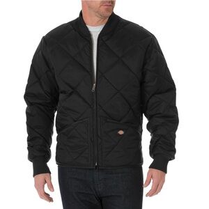 Dickies Men's Black Quilted Fleece Lined Chore Jacket L Tall